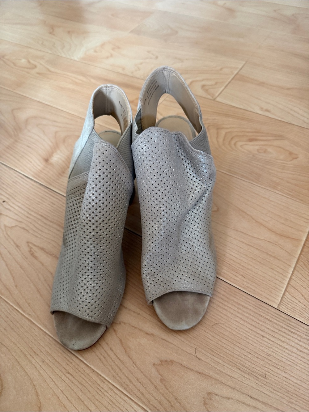Women’s Perforated Peep-Toe Booties - Light Taupe